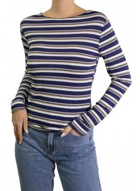 maglia a righe con scollo a barca 